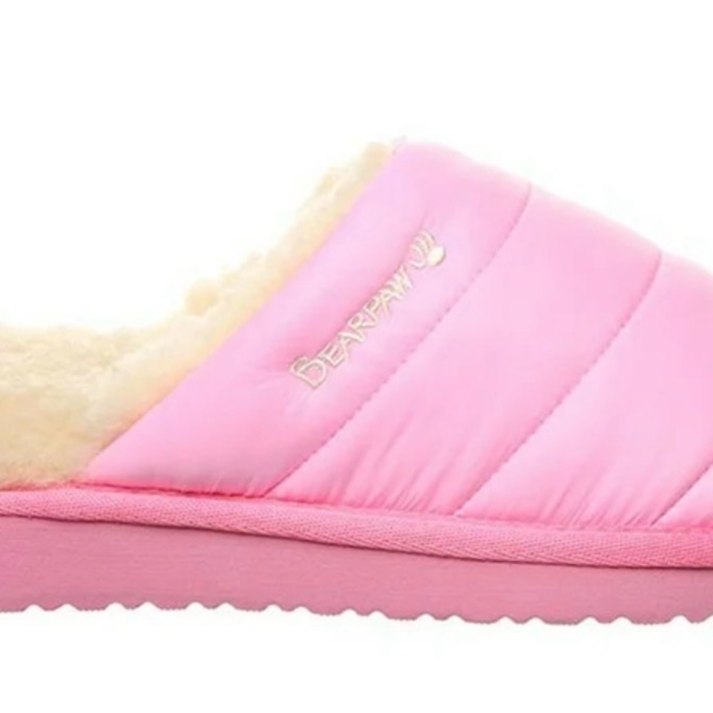 BearPaw Puffy Slipper- Pink size 8 - Picture 3 of 4